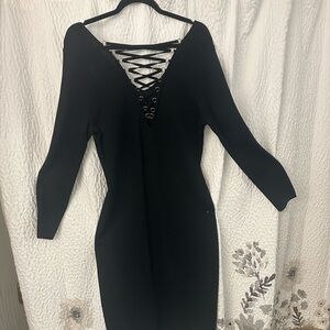 Corset back Black Bodycon Dress